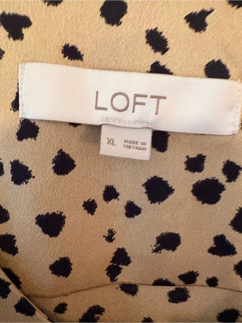 Loft Women's Gold with Black Leopard Print  Blouse - Classic Long-Sleeve Top - Picture 5 of 6